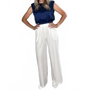 NEW GLAM effortless high waist wide leg pants in white
